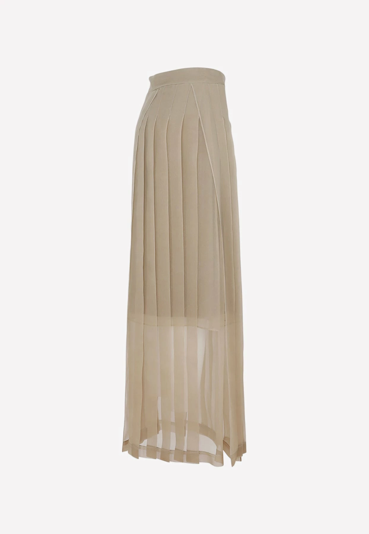 Brunello Cucinelli Crispy Silk Paneled Maxi Skirt Nude 3 Brunello Cucinelli Crispy Silk Paneled Maxi Skirt Nude - Image 3
