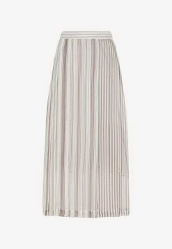 Brunello Cucinelli Paneled Stripe Chiffon Maxi Skirt Beige