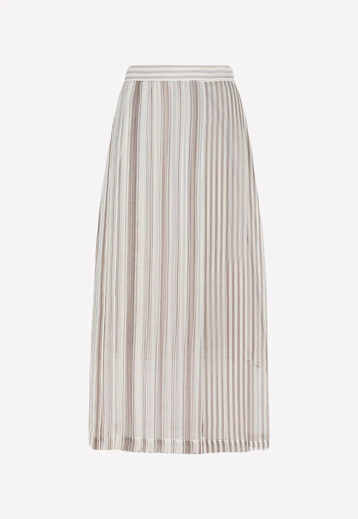 Brunello Cucinelli Paneled Stripe Chiffon Maxi Skirt Beige 1 Brunello Cucinelli Paneled Stripe Chiffon Maxi Skirt Beige