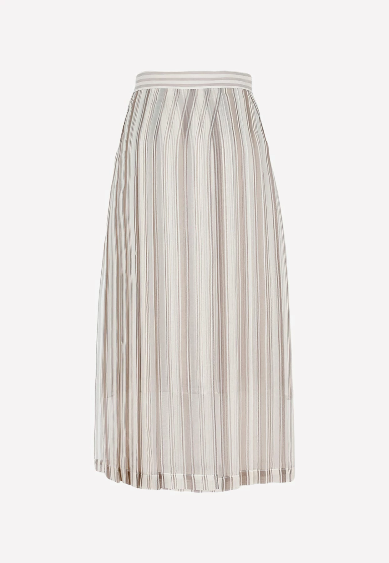 Brunello Cucinelli Paneled Stripe Chiffon Maxi Skirt Beige 2 Brunello Cucinelli Paneled Stripe Chiffon Maxi Skirt Beige - Image 2