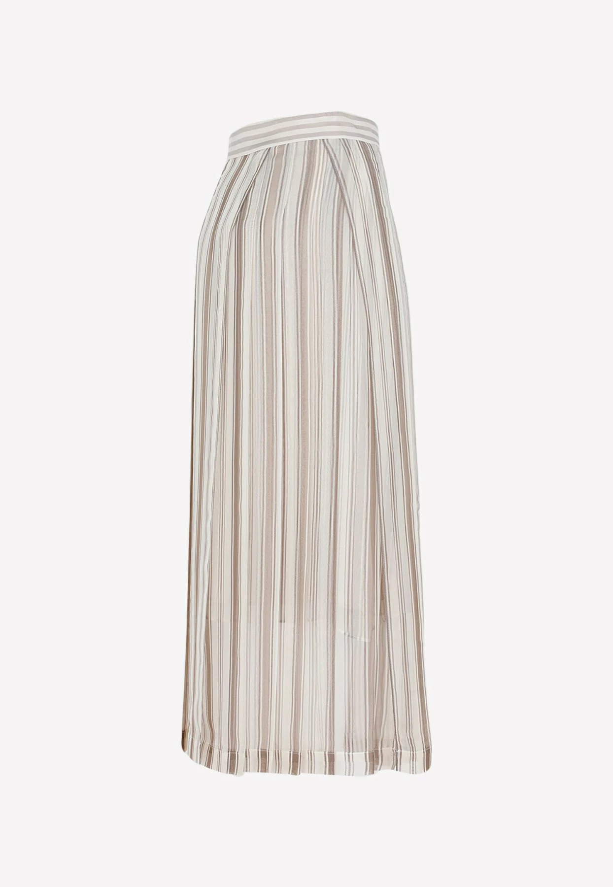 Brunello Cucinelli Paneled Stripe Chiffon Maxi Skirt Beige 3 Brunello Cucinelli Paneled Stripe Chiffon Maxi Skirt Beige - Image 3