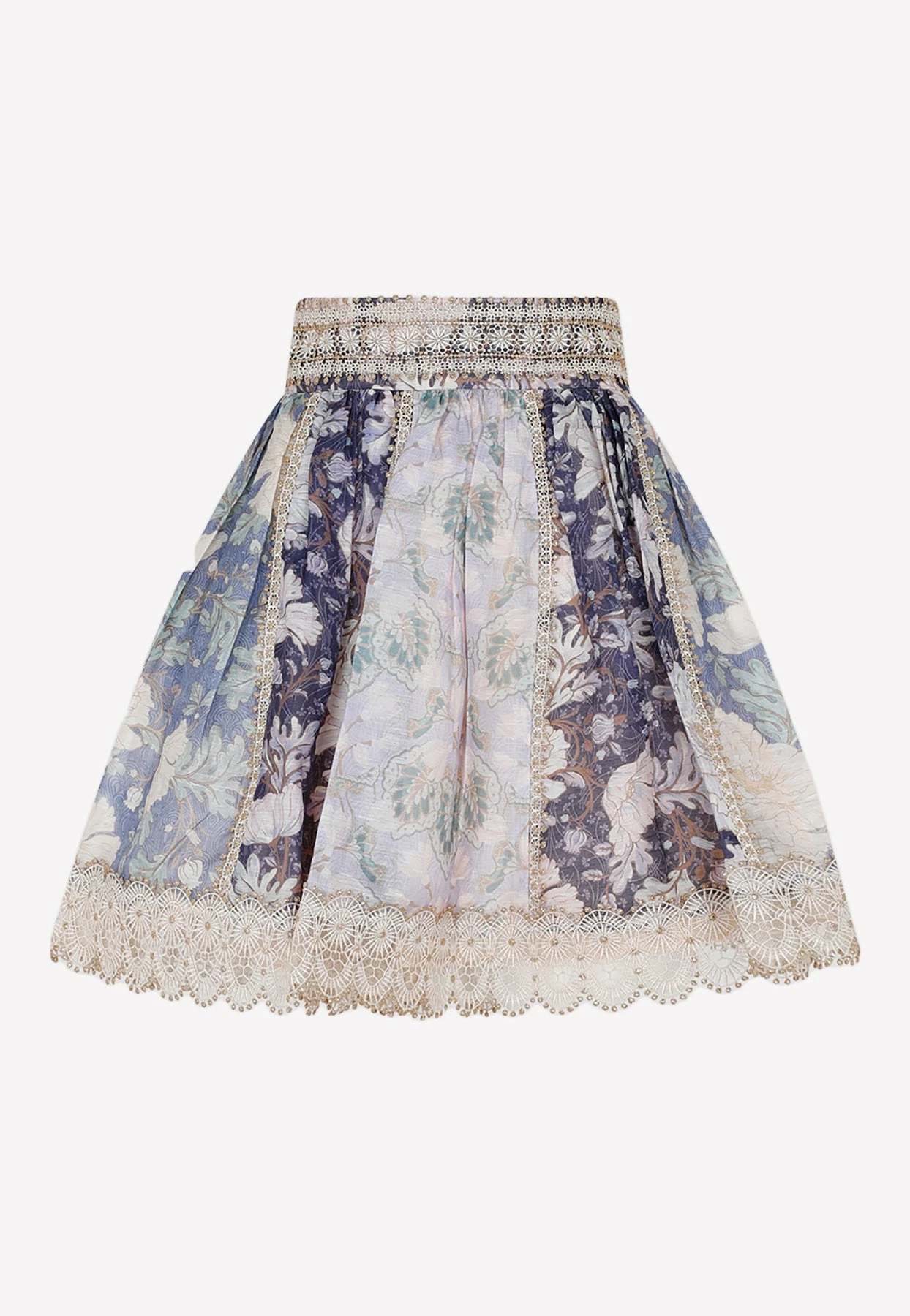 Zimmermann Celestial Lace Paneled Mini Skirt Multicolor 1 Zimmermann Celestial Lace Paneled Mini Skirt Multicolor