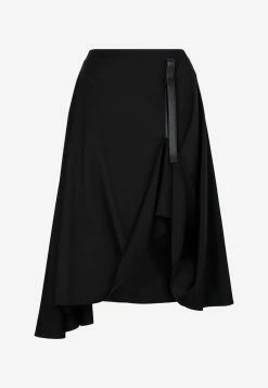 Loewe Draped Midi Asymmetric Skirt Black