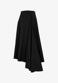 Loewe Draped Midi Asymmetric Skirt Black -Evening Dresses Popular Store 09092022 238