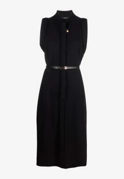 Versace Sleeveless Belted Dress With Bow Detail Black