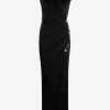 Versace Safety Pin Draped Maxi Dress Black