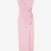 Versace Safety Pin Draped Maxi Dress Pink