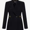 Versace Asymmetrical Tailored Blazer With Woven Chain Black