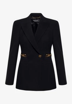 Versace Asymmetrical Tailored Blazer With Woven Chain Black