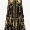 Versace Signature-Print Pleated Midi Skirt Black