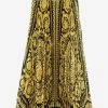 Versace Barocco Print Pleated Midi Skirt Yellow