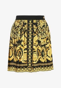 Versace Signature-Print Pleated Mini Skirt Multicolor