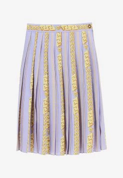 Versace Orchid Pleated Midi Skirt Lilac