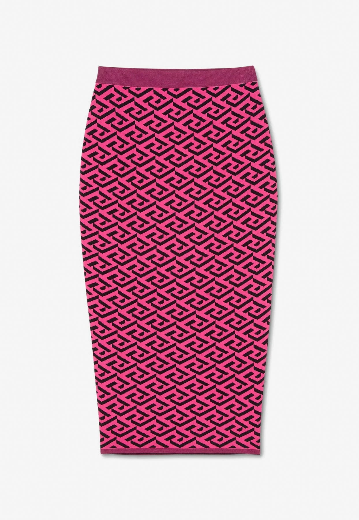 Versace La Greca Jacquard Midi Pencil Skirt Pink 1 Versace La Greca Jacquard Midi Pencil Skirt Pink