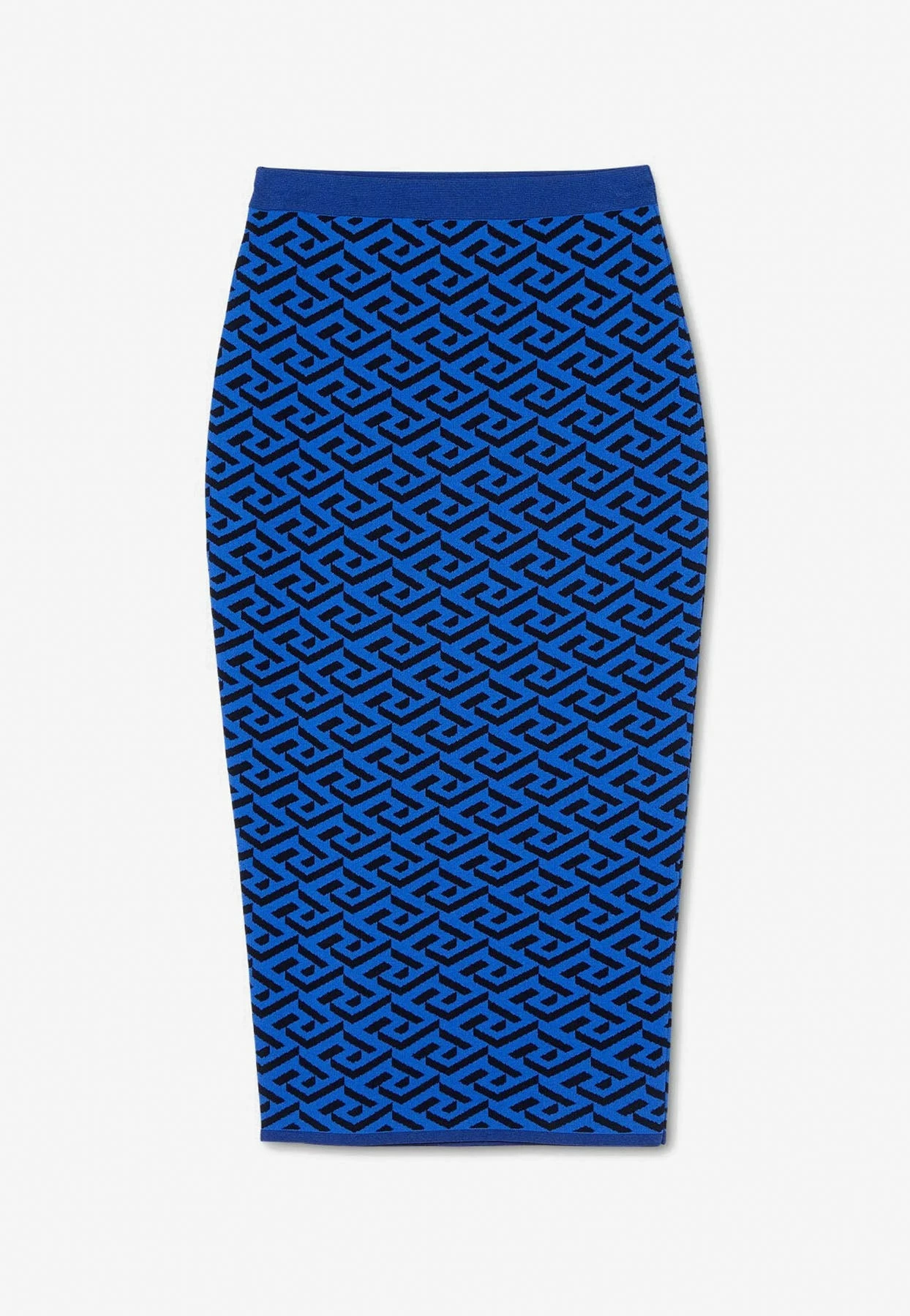 Versace La Greca Jacquard Midi Pencil Skirt Blue 1 Versace La Greca Jacquard Midi Pencil Skirt Blue