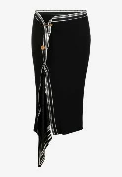 Versace Safety Pin Asymmetric Skirt Black
