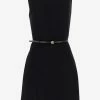 Versace Belted Sleeveless Mini Cady Dress Black