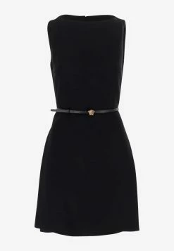 Versace Belted Sleeveless Mini Cady Dress Black