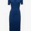 Versace Greca Jacquard Knit Midi Dress Blue