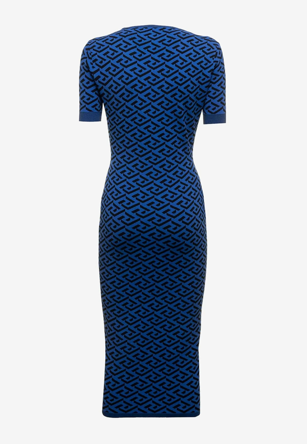 Versace Greca Jacquard Knit Midi Dress Blue 2 Versace Greca Jacquard Knit Midi Dress Blue - Image 2