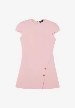 Versace Medusa Short-Sleeved Mini Dress In Wool Blend Pink