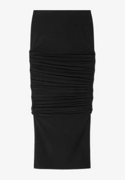 Versace Ruched Midi Skirt Black