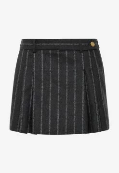 Versace Pinstripe Logo Mini Skirt Black