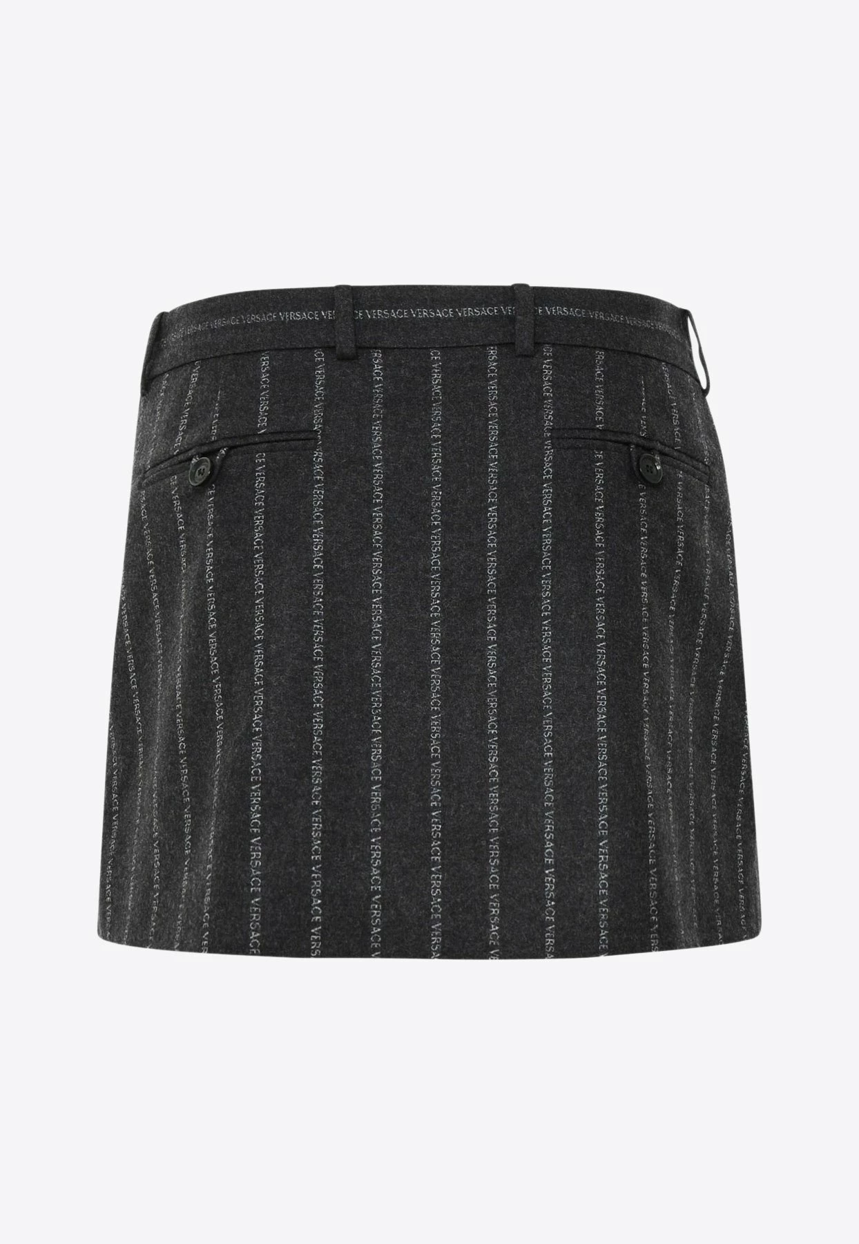 Versace Pinstripe Logo Mini Skirt Black 2 Versace Pinstripe Logo Mini Skirt Black - Image 2