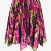 Versace Logo Orchid Print Pleated Skirt Multicolor