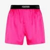 Tom Ford Logo Waistband Silk Shorts Pink