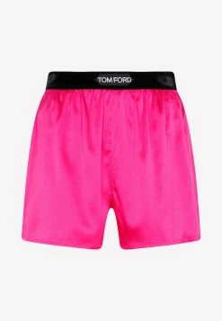 Tom Ford Logo Waistband Silk Shorts Pink