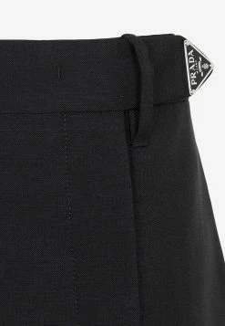Prada Logo Mini Wool Skirt Black -Evening Dresses Popular Store 12012023 053