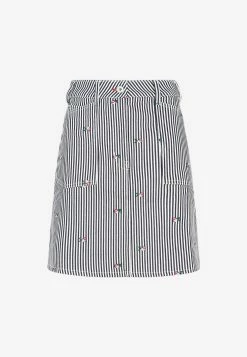 Kenzo Rinse Stripe Mini Denim Skirt Monochrome