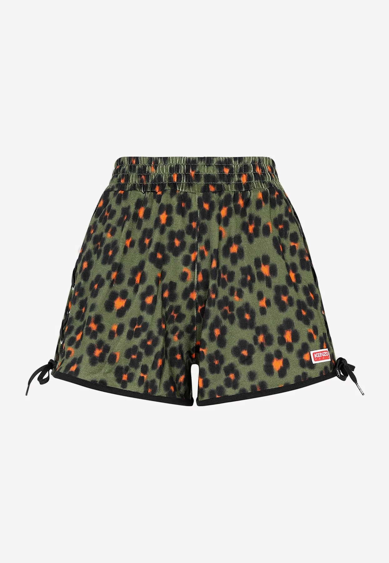 Kenzo Leopard-Print Drawstring Shorts Green 1 Kenzo Leopard-Print Drawstring Shorts Green