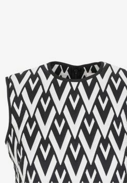 Valentino V Pattern Mini Dress Monochrome 5 Valentino V Pattern Mini Dress Monochrome -Evening Dresses Popular Store 12072022 324