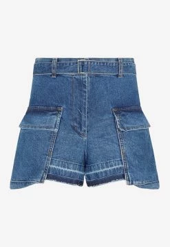 Sacai Denim Cargo Shorts Blue