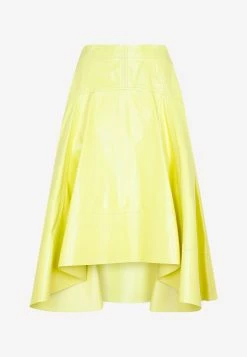 Bottega Veneta Shiny Midi Leather Skirt Sherbert