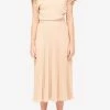 MM6 Maison Margiela Pleated Crepe Midi Dress Nude
