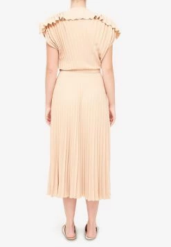 MM6 Maison Margiela Pleated Crepe Midi Dress Nude 5 MM6 Maison Margiela Pleated Crepe Midi Dress Nude -Evening Dresses Popular Store 1304210426s62ct0109 s43455 121 03.20200917084626