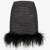 Santa Brands Crystal-Embellished Mini Feather Skirt Black