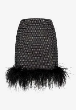 Santa Brands Crystal-Embellished Mini Feather Skirt Black