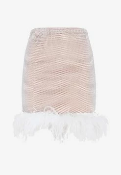 Santa Brands Crystal-Embellished Mini Feather Skirt White