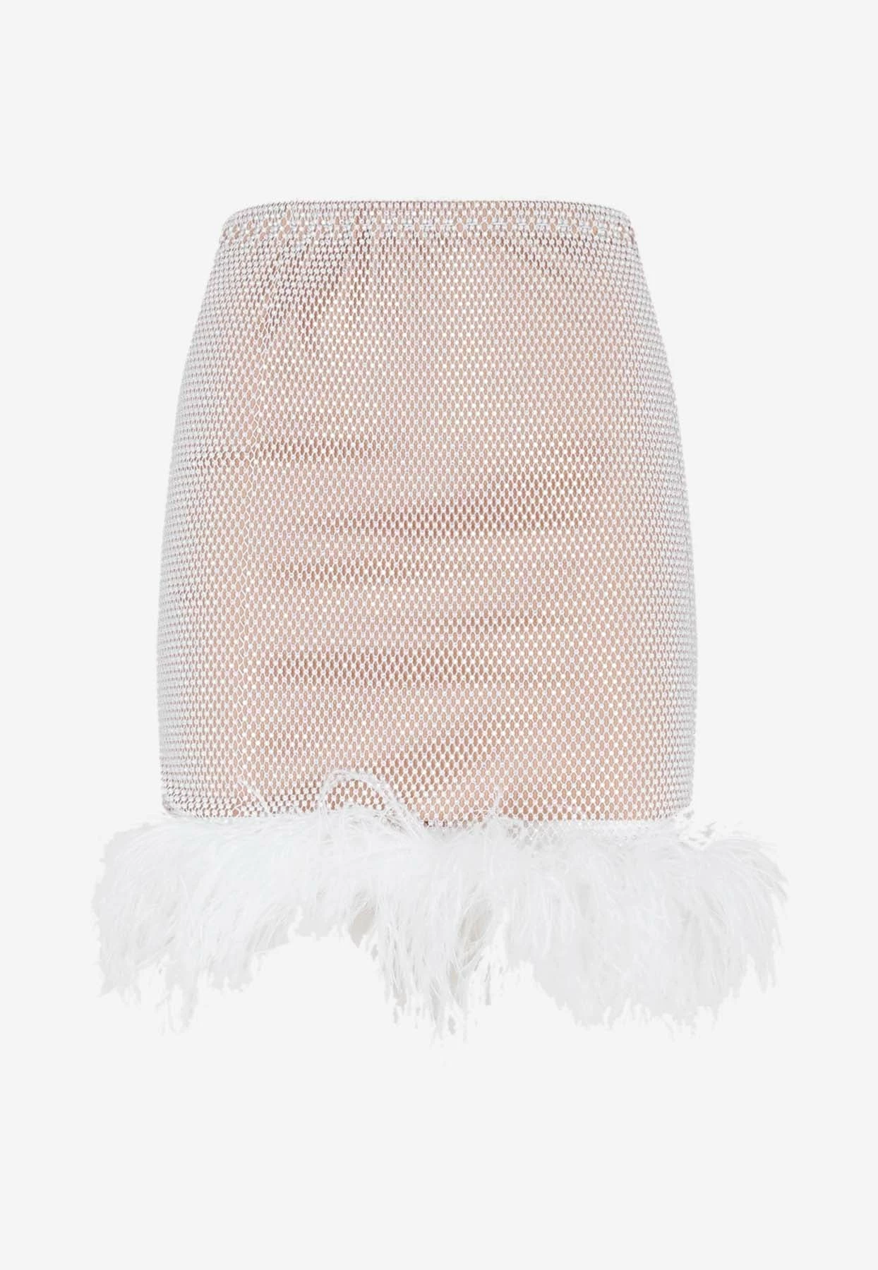 Santa Brands Crystal-Embellished Mini Feather Skirt White 1 Santa Brands Crystal-Embellished Mini Feather Skirt White