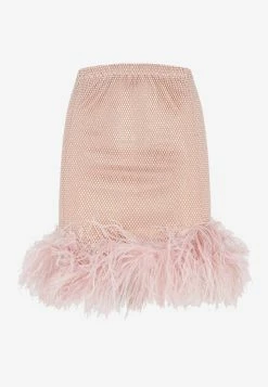 Santa Brands Crystal-Embellished Mini Feather Skirt Blush