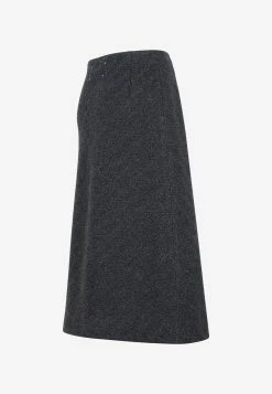 Maison Margiela Herringbone Midi Skirt In Wool Gray -Evening Dresses Popular Store 13102022 035