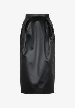 Maison Margiela High-Waist Midi Skirt In Faux Leather Black
