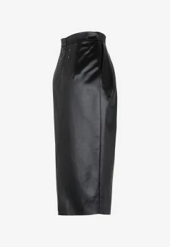 Maison Margiela High-Waist Midi Skirt In Faux Leather Black -Evening Dresses Popular Store 13102022 053
