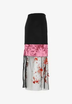 Prada Floral Crystal-Embellished Midi Skirt Multicolor -Evening Dresses Popular Store 13102022 059