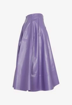 Bottega Veneta Shiny Leather Midi Skirt Purple -Evening Dresses Popular Store 13102022 107