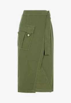 Etro Belted Wrap Midi Skirt Green